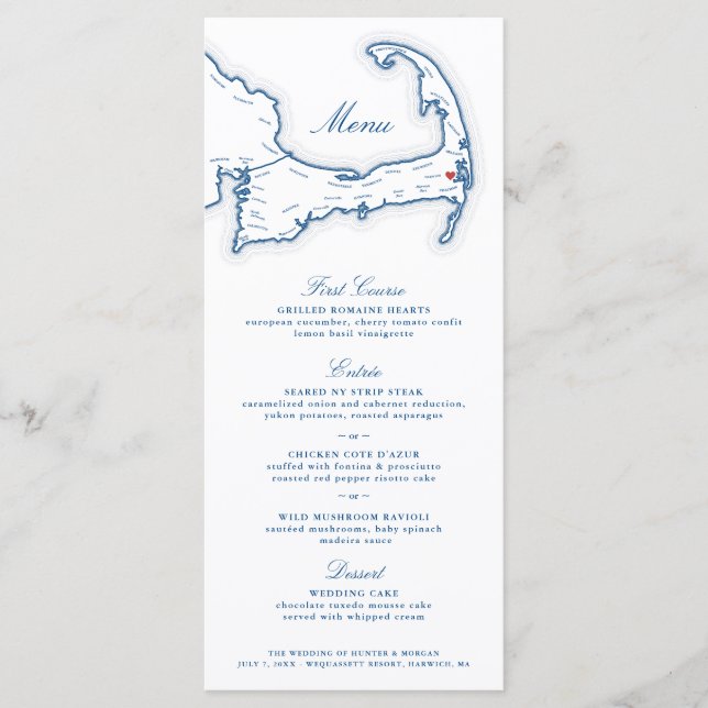 Menu Wequassett Resort Harwich MÃE Wedding (Frente)