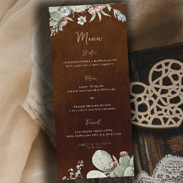 Menu Western Cowboy Vintage Southwest Floral Wedding