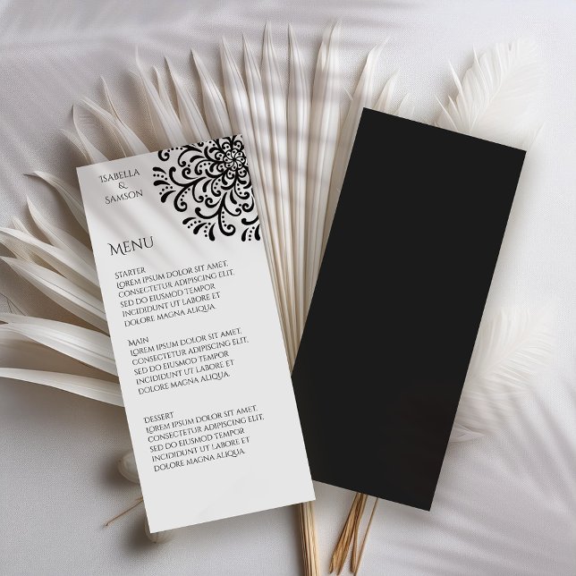 Menu Whimsical Black and White Flourish (Criador carregado)