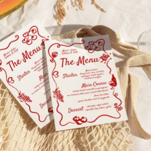 Menu Whimsical com Borda ondulada ilustrada e manu