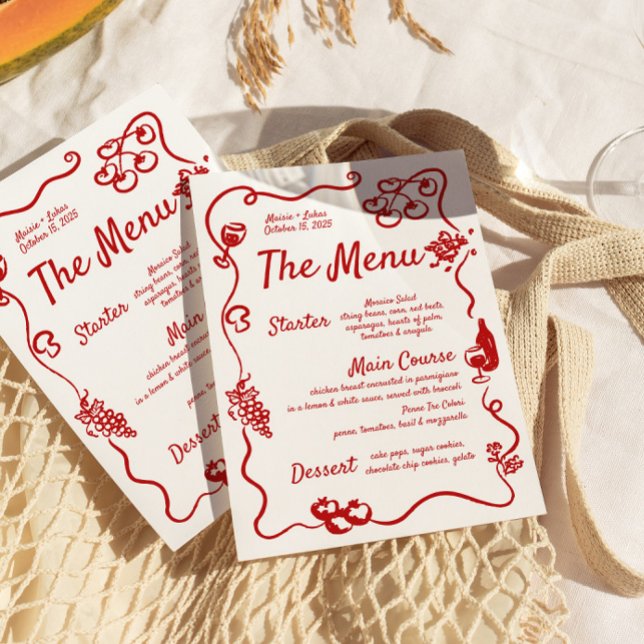 Menu Whimsical com Borda ondulada ilustrada e manu (Criador carregado)