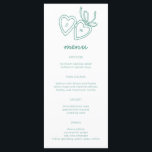 Menu Whimsical Heart Locket Doodle Sketch Modern CUSTOM<br><div class="desc">Use estes cartões de menu brancos doces para seu casamento, festa de noivado, chá de panela ou outro evento. Mão desenhada por mim para você. Totalmente editável, adicione seu próprio texto ou cor de fundo. Clique em "personalizar" para editar o texto, adicionar suas próprias iniciais personalizadas aos corações e, em...</div>