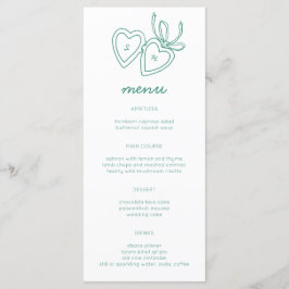 Menu Whimsical Heart Locket Doodle Sketch Modern CUSTOM