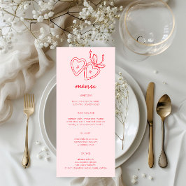 Menu Whimsical Heart Locket Doodle Sketch Modern CUSTOM