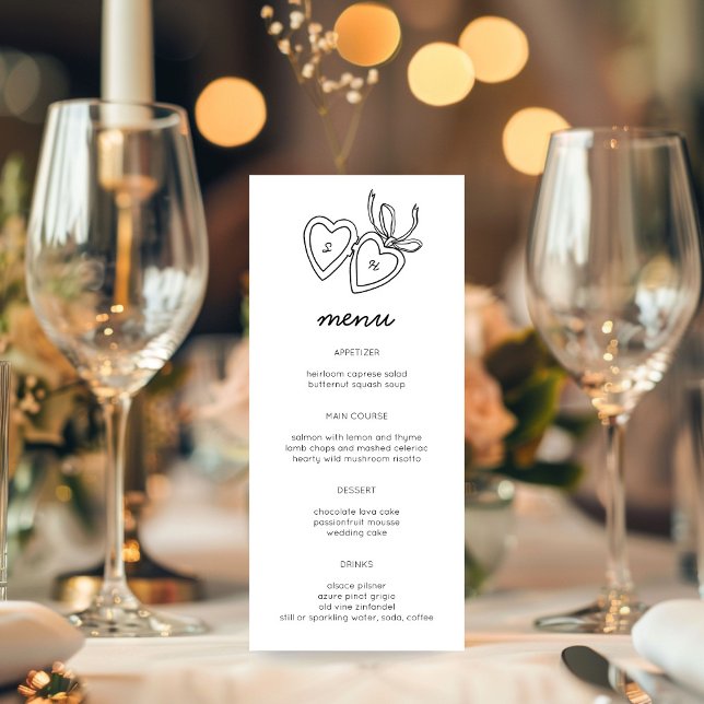 Menu Whimsical Heart Locket Doodle Sketch Modern CUSTOM (Whimsical Heart Locket Doodle Sketch Modern CUSTOM Menu
)