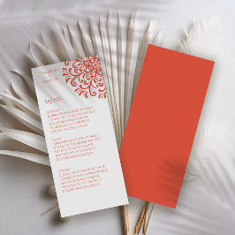 Menu Whimsical Orange Flourish Wedish