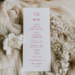 Menu Whimsical Pink Doodle Wedle<br><div class="desc">Janto Whimsical Setting Doodle,  menu de casamento. Características,  Tipografia Cerise Pink com padrão de faixa de rosa claro.</div>