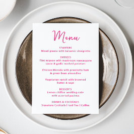 Menu Whimsical Pink Heart Wedding