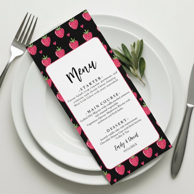 Menu Whimsical Pink Strawberry Wedding (Criador carregado)