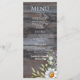 Menu White Daisy Wedding