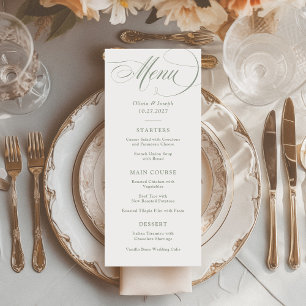 Menu White e Sage Casamento de Elegância Italiana Clá