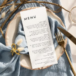 Menu White Modern Bold Wedding Flat<br><div class="desc">Apresentando nossa design de Menu Plana Branca Moderna de Casamento Negra, uma verdadeira representação do minimalismo moderno e elegância. Com a sua única mistura de elementos criativos e quic design, essa design é perfeita para aqueles que buscam uma estética polida e ousada em seu dia especial. Nossa tipografia quic off-set...</div>