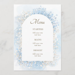 Menu white pastel blue flowers