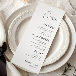 Menu White Place Card com nome de convidado person