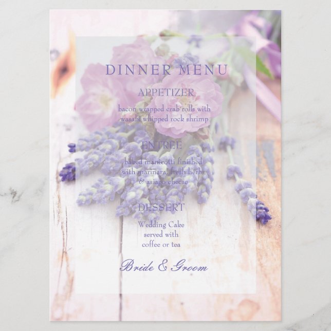Menu Wild Rosa & Lavanda Summer Wedding (Frente)