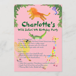 Menu Wild Safari Festa de aniversário