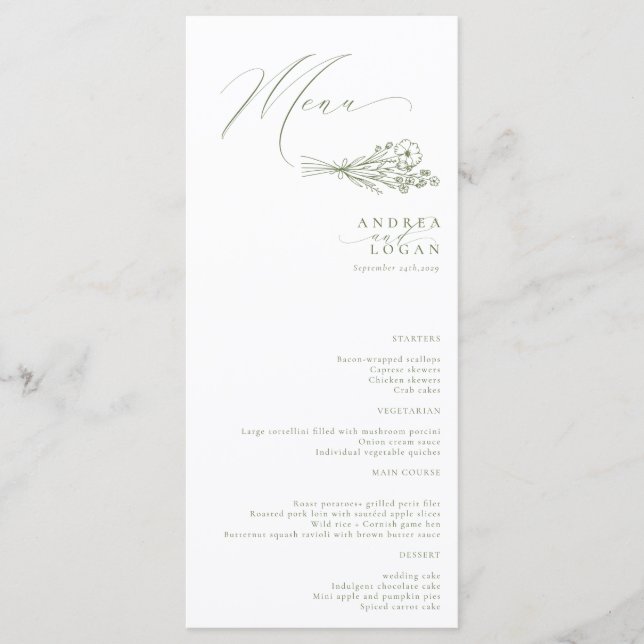 Menu Wildflower Boho Chic Wedding (Frente)