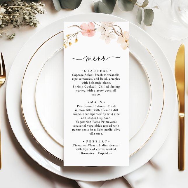 Menu Wildflower Botanical Spring Garden Wedding (Criador carregado)