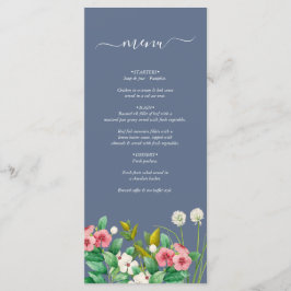 Menu Wildflower Periwinkle Dusty Blue Weding