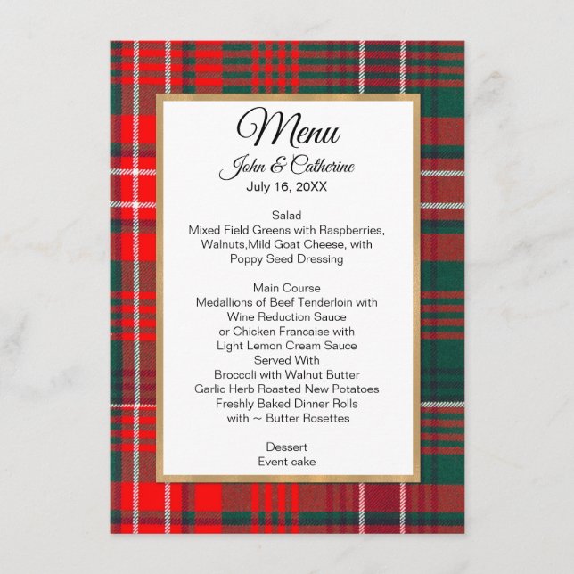 Menu Wilson Clan Xadrez Wedding (Frente)