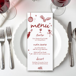Menu Wine Tasting Holiday Christmas Party Hand-Drawn