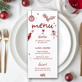 Menu Wine Tasting Party Holiday Christmas Hand-Drawn