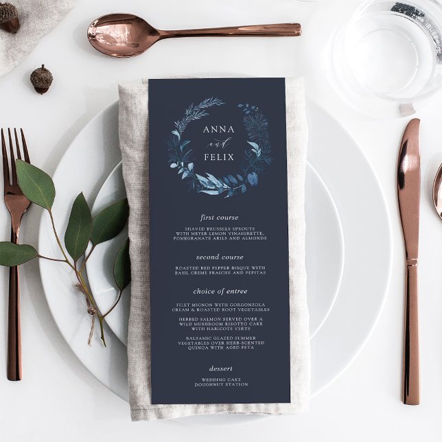Menu Winter Azure | Blue Botanical Wedding (Criador carregado)
