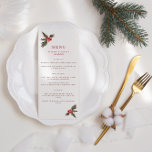 Menu Winter Holly Wedding<br><div class="desc">Menus de casamento festivos com dois arranjos de coloração d'água bagas holly vermelhas e folhas verdes. Personalize com seus nomes e data de casamento em vermelho e cardápio.</div>