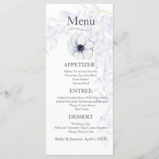 Menu Wisteria Blooms Wedding