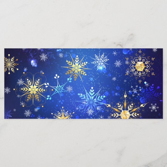 Menu XMAS Blue Background with Golden Snowflakes (Frente)