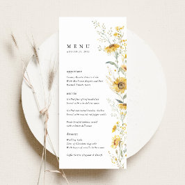 Menu Yellow Wildflower Sunflower Wedding Reception