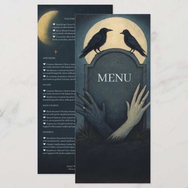 Menu Zombie de Casamento à Lua (Frente/Verso)