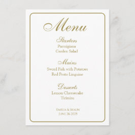Menus Brancos Elegantes e Casamentos Dourados