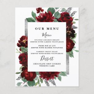 Menus cor-de-rosa do casamento de Borgonha do paí
