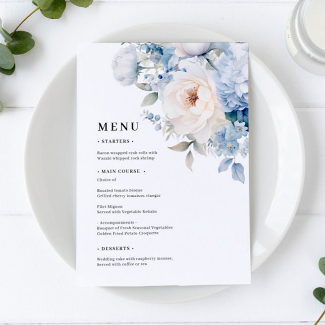 Menus de Casamento Azul e Branco (Criador carregado)