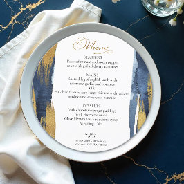Menus de Casamento de Aquarela | Abstrato Azul Dou