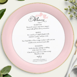 Menus de Casamento de Aquarela | Caligrafia rosa A