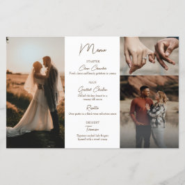 Menus de casamento de colagem de fotos minimalista