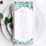 Menus de Casamento Floral Blue Hydrangea Summer<br><div class="desc">Menus de Casamento Floral Blue Hydrangea Summer</div>
