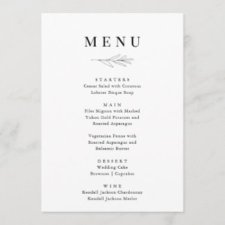 Menus de casamento minimalistas por PAPEL e LACE