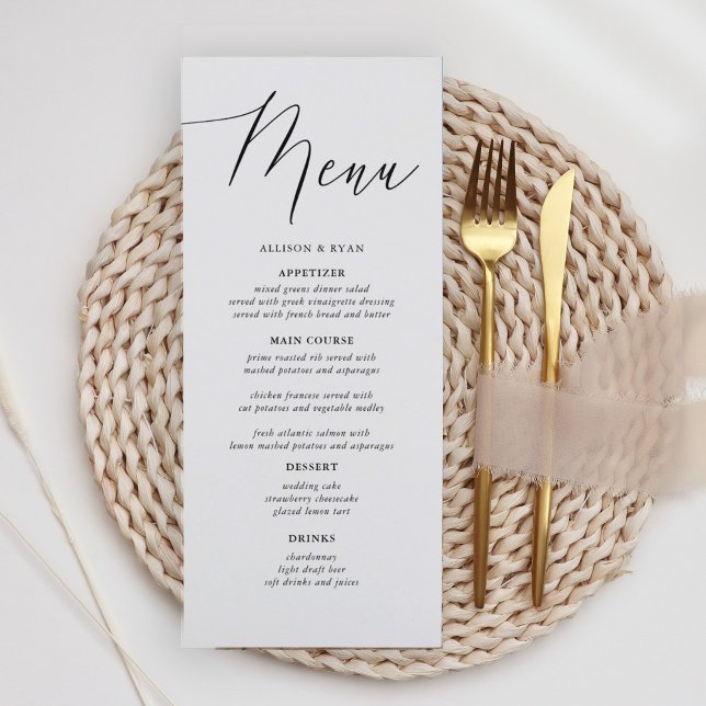 Menus de Casamento Russo da Caligrafia Simples (Criador carregado)
