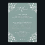 Menus de Casamento vintage Verde Elegante<br><div class="desc">Elegante Deep Sea Green Wedding Menu: Este verde-marinho é uma cor azul mais profunda. Este cardápio de luxo é perfeito para um casamento elegante e clássico. Apresenta uma fronteira de ornamentado antiga num fundo verde-marinho combinado com caligrafia moderna e elegante. Veja todos os produtos correspondentes abaixo.</div>