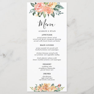 Menus florais elegantes do casamento do ouro e do