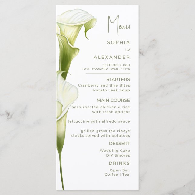 Menus for a modern wedding. (Frente)