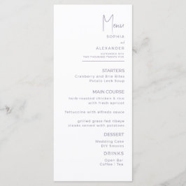 Menus para um casamento moderno.