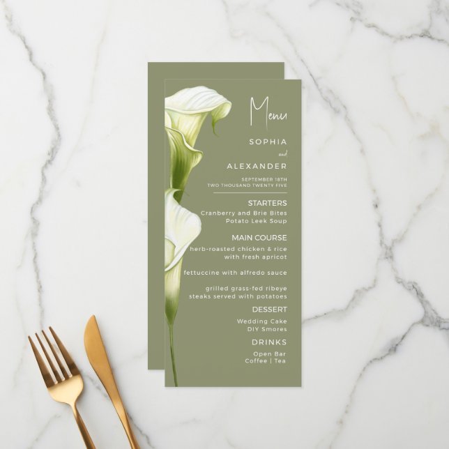 Menus para um casamento moderno. (Frente/Verso In Situ)