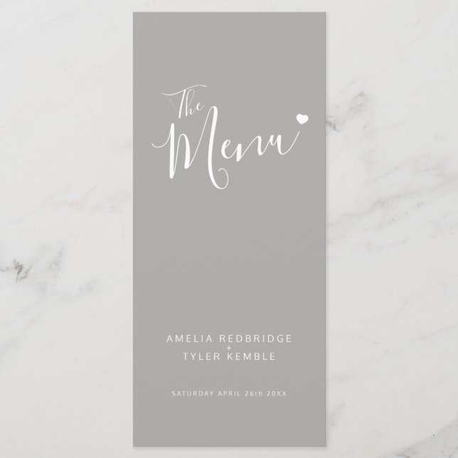 Menus simples do casamento do coração branco (Frente)