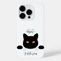 Meow Black Cat Ouro Olhos Personalizáveis
