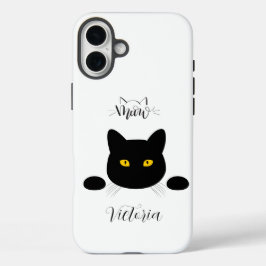 Meow Black Cat Ouro Olhos Personalizáveis