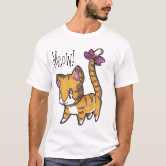 Meow! Camisa do gatinho para miúdos!